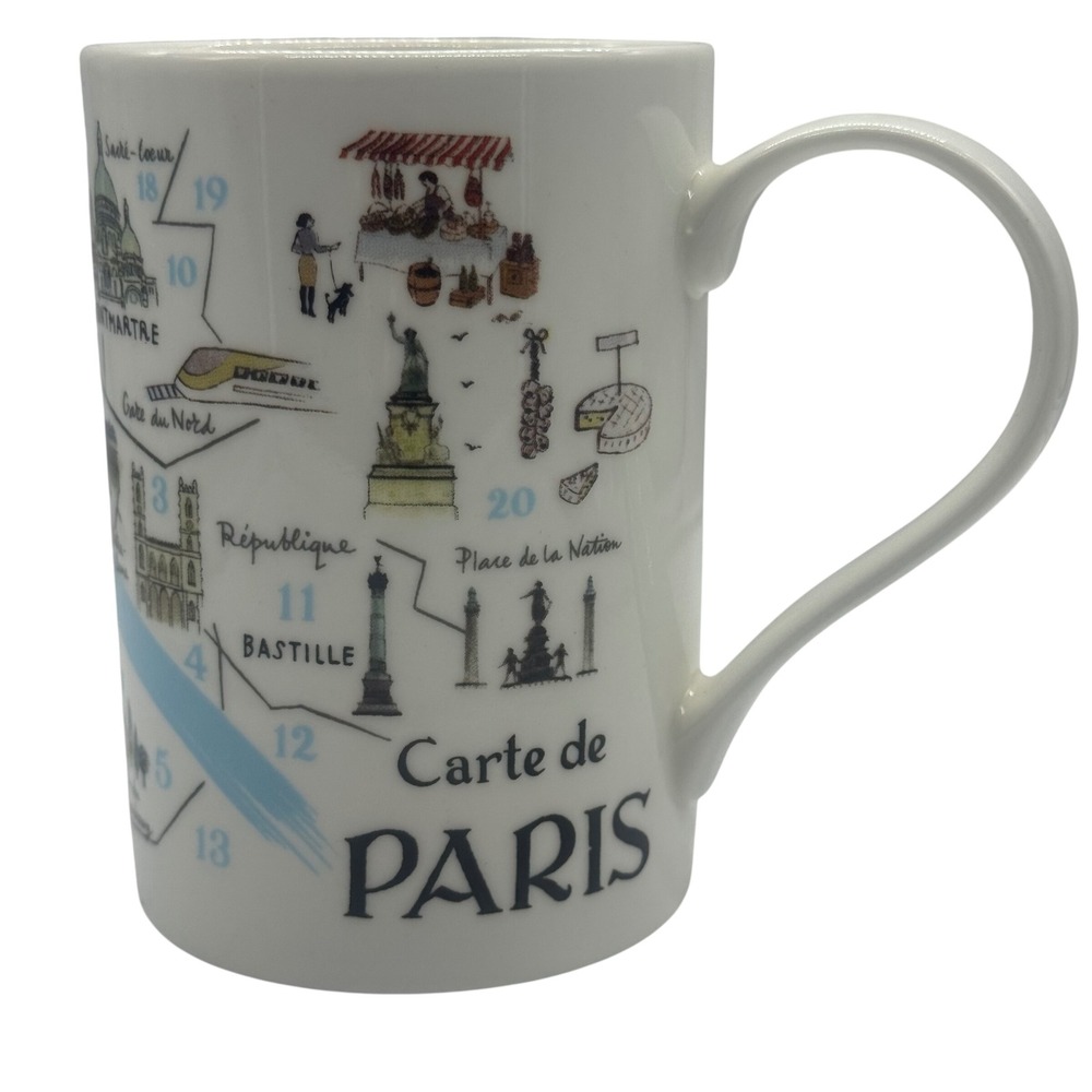 Alice Tait Heritage de France Carte de Paris Map Coffee Mug White Ceramic Cup